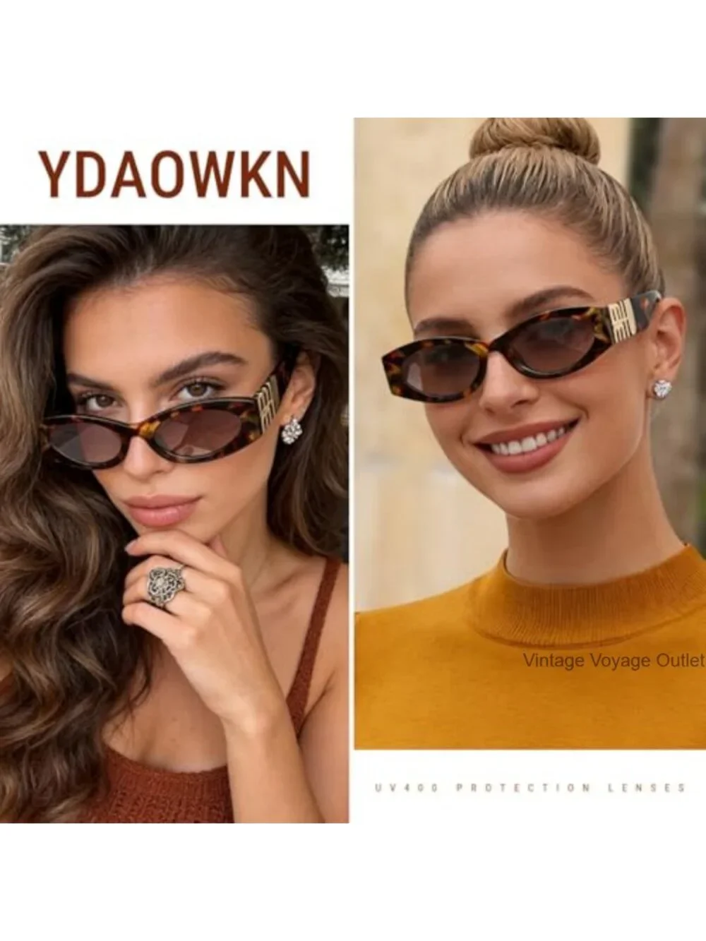 Retro Cat Eye Sunglasses for Women UV400 Narrow Frame Trendy Shades